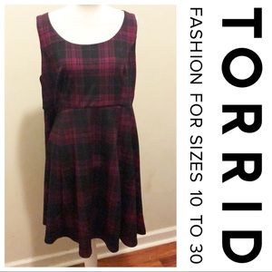 Torrid size 2 torrid plaid burgundy & black dress